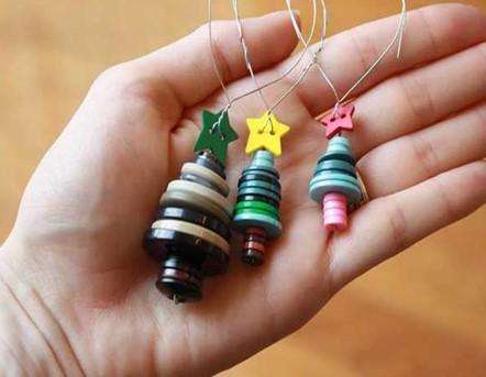upcycled button christmas ornaments