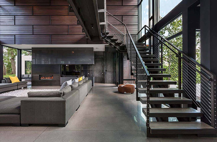 Straight line design in industrial designed home