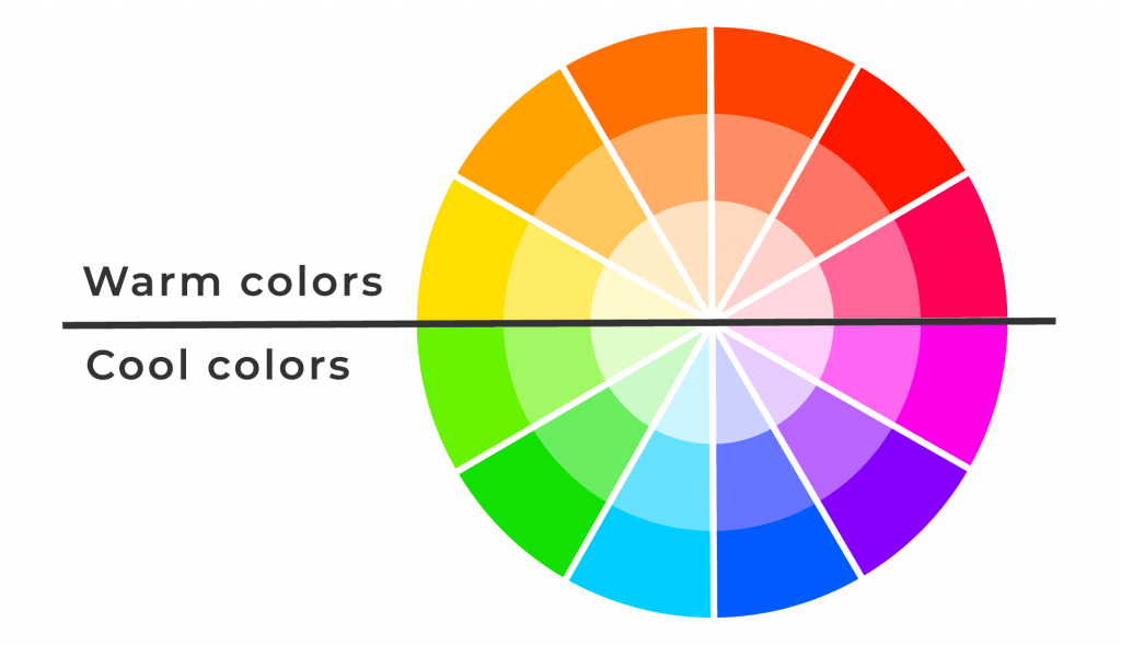 color wheel separating out warm and cool toned colors