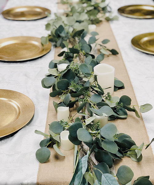 Eucalyptus leave garland on table