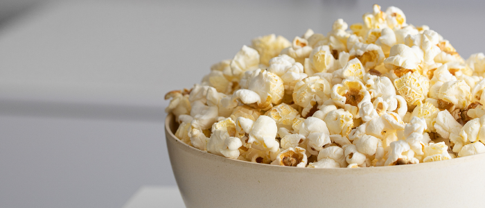 popcorn in a white bowl