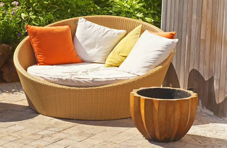 orange wicker outdoor patio furniture