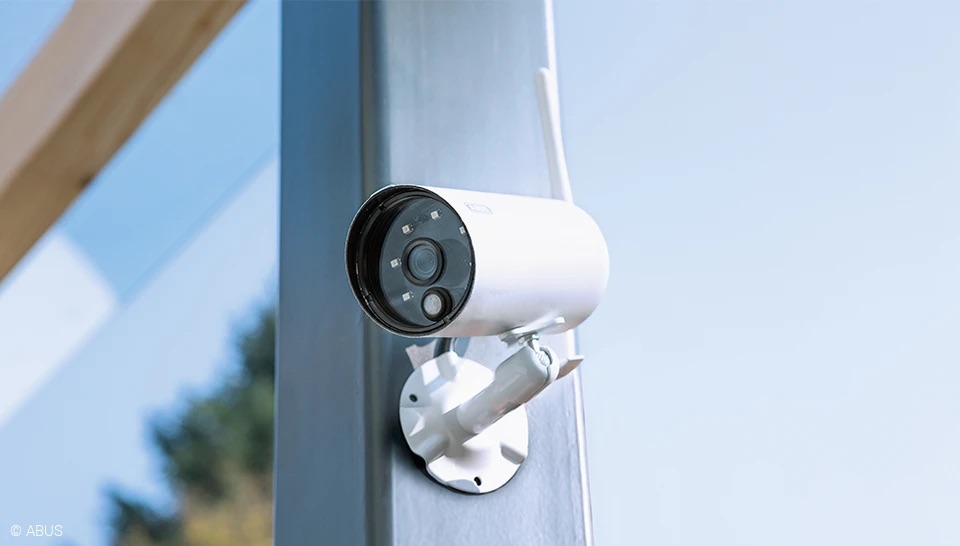 Modern video doorbell installed on a front porch to enhance home safety and visibility.