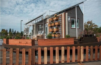 The "solar-powered" tiny home, exterior