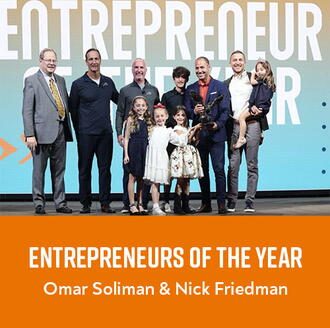 Omar Soliman and Nick Friedman with Entrepreneur of the Year