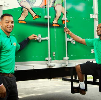 College Hunks employees opening a moving truck