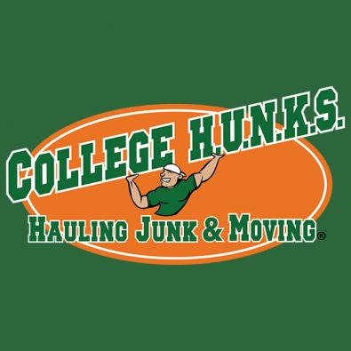 College HUNKS Hauling Junk & Moving logo on green background.