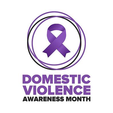 October is national domestic violence awareness month. Purple ribbon 
